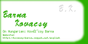 barna kovacsy business card